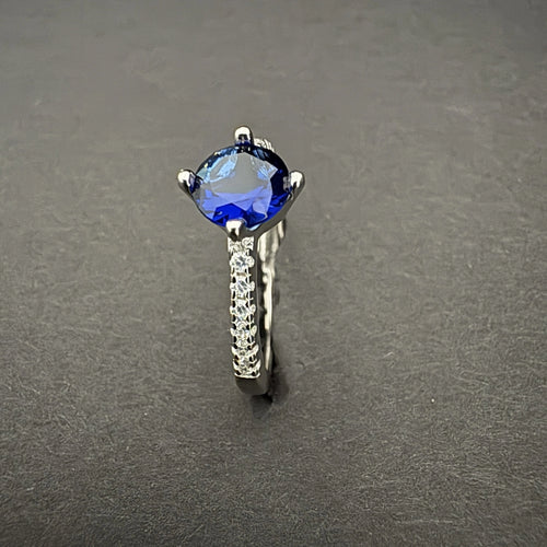 Blue Sapphire 925 Silver Ring with Accent Stones
