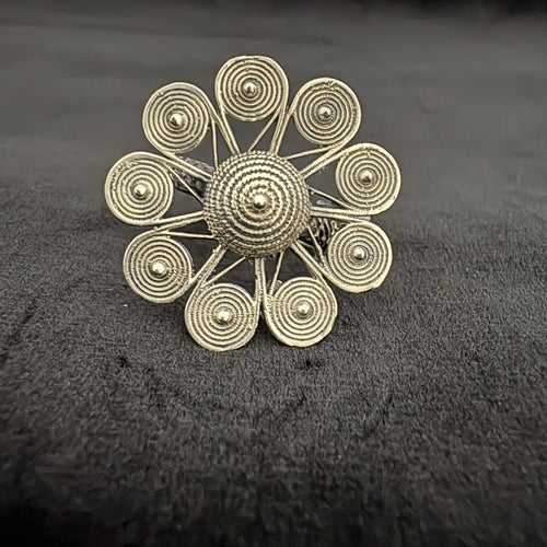 Artisan 92.5 Sterling Silver Floral Filigree Ring