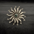Sunburst Green Stone 925 Silver Ring