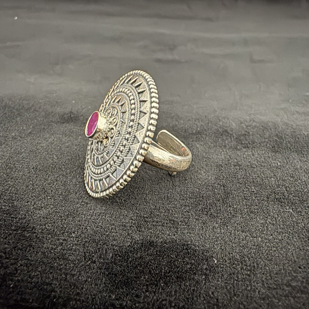 Intricate Geometric Design 925 Silver Ring