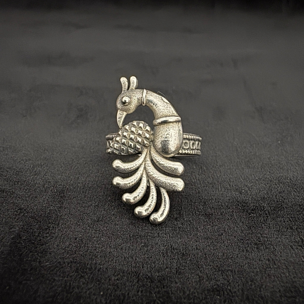Peacock Adjustable 925 Silver Ring