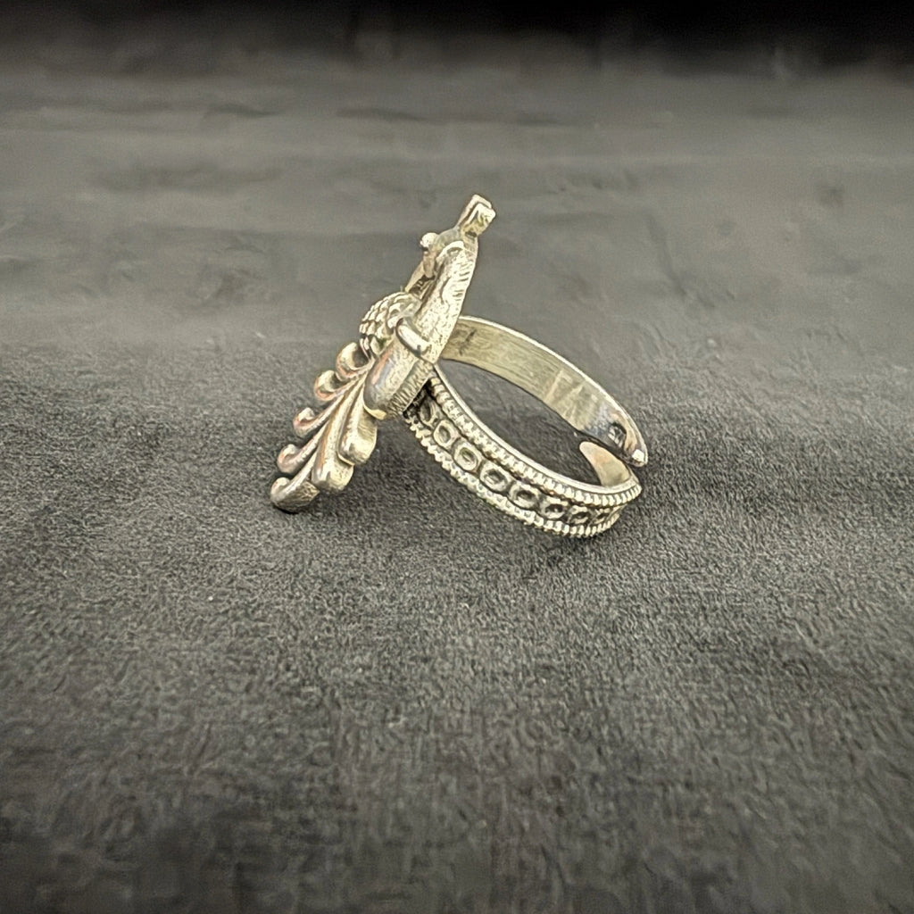 Peacock Adjustable 925 Silver Ring