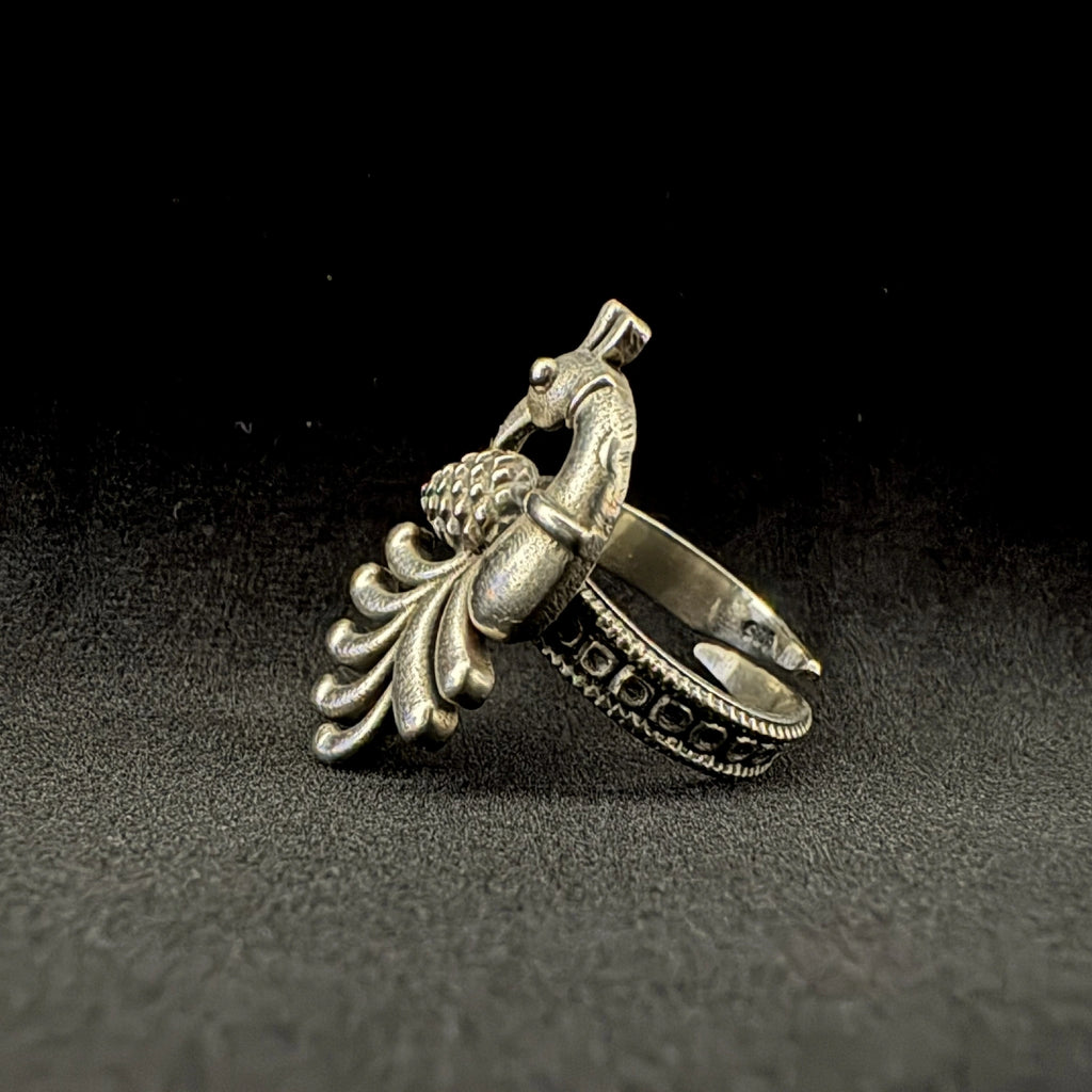 Peacock Adjustable 925 Silver Ring