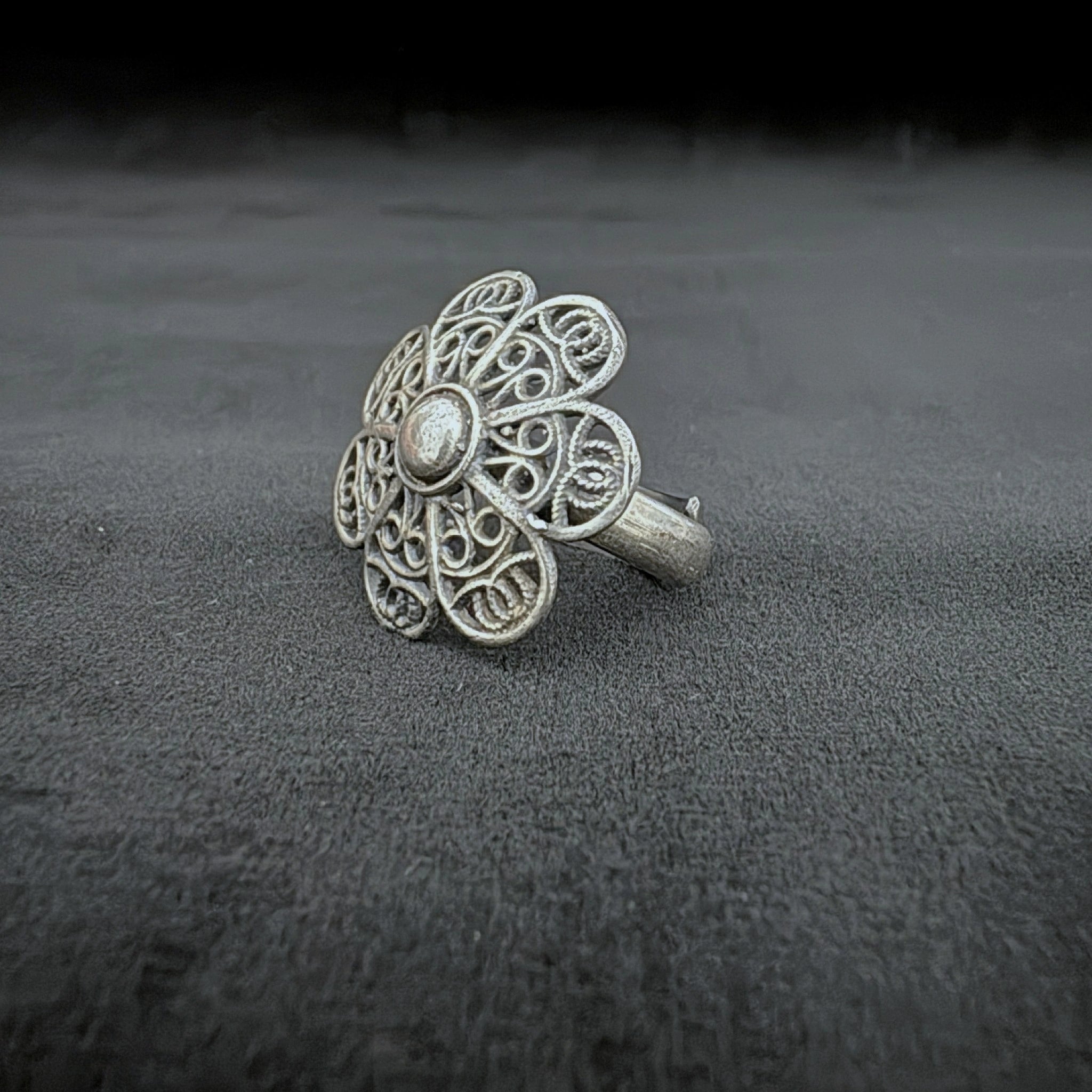 Filigree Floral Pattern Sterling Silver RIng