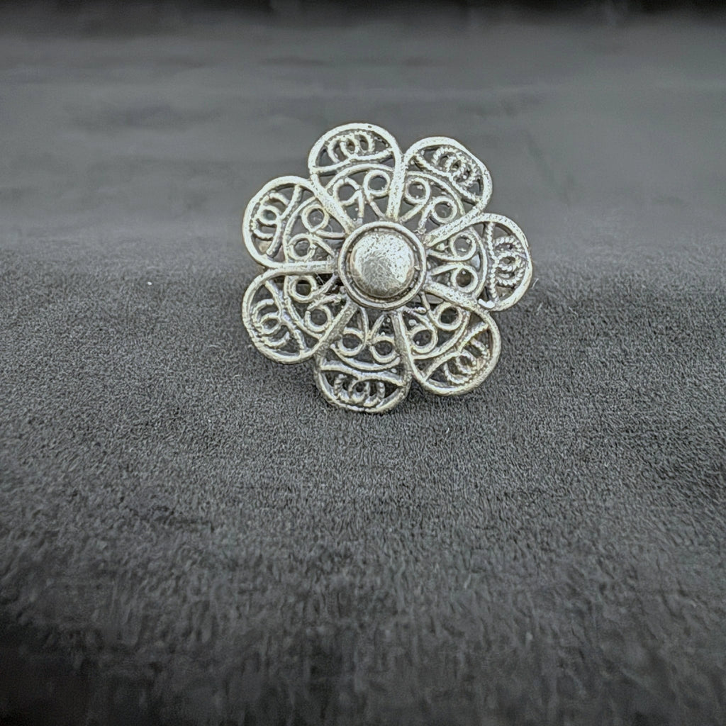 Filigree Floral Pattern Sterling Silver RIng