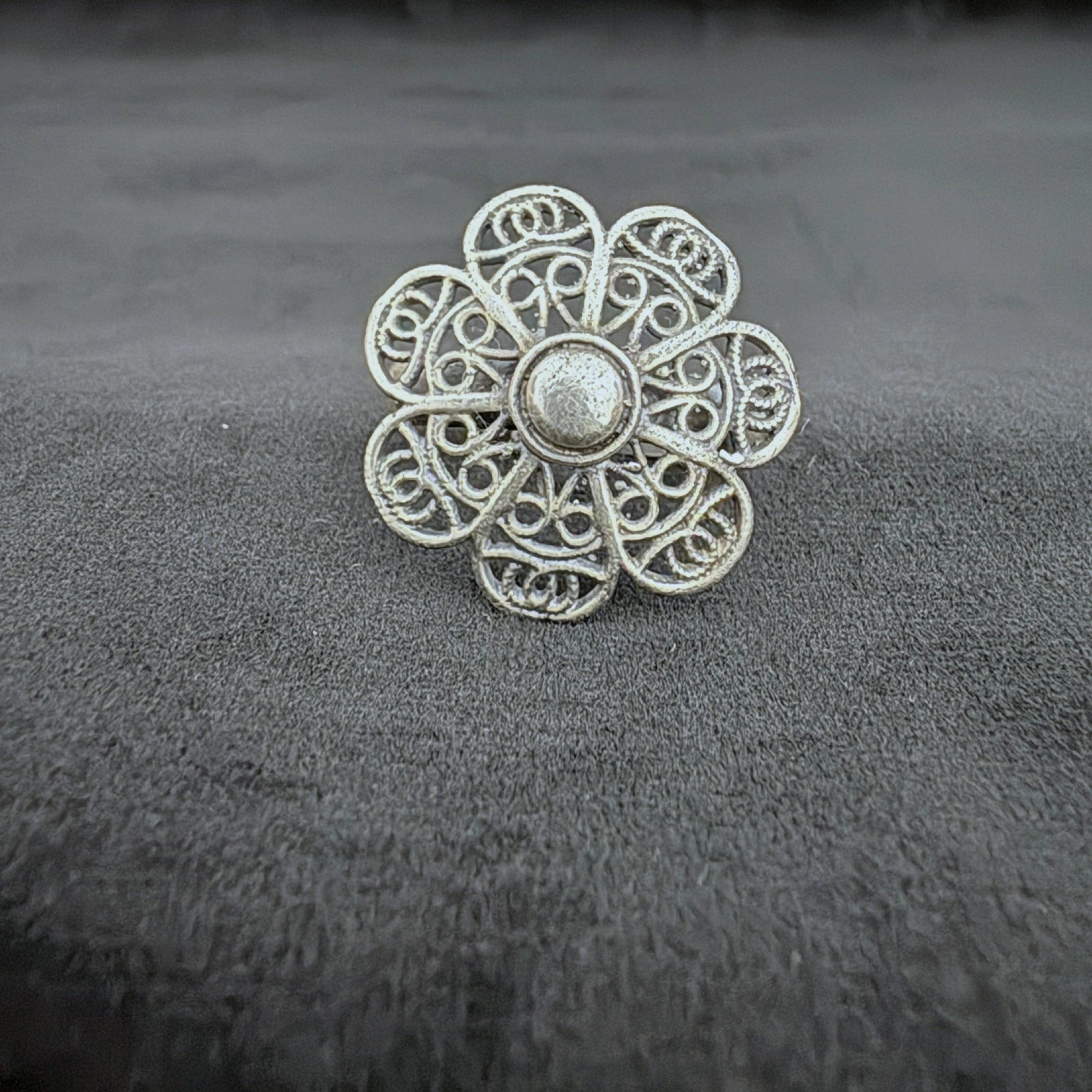 Filigree Floral Pattern Sterling Silver RIng