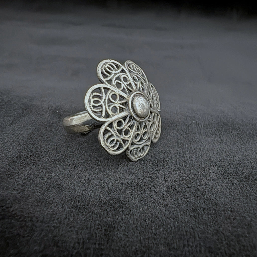 Filigree Floral Pattern Sterling Silver RIng