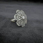 Filigree Floral Pattern Sterling Silver RIng