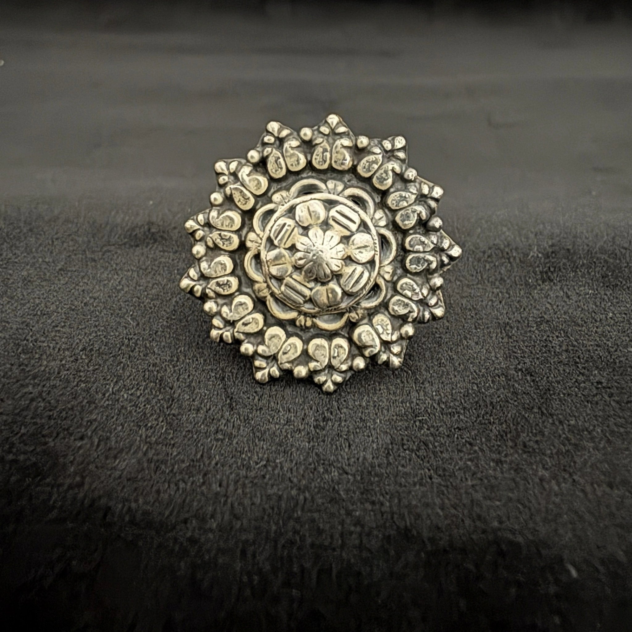 Floral Sunburst 925 Sterling Silver Ring - Bhavya Silvers