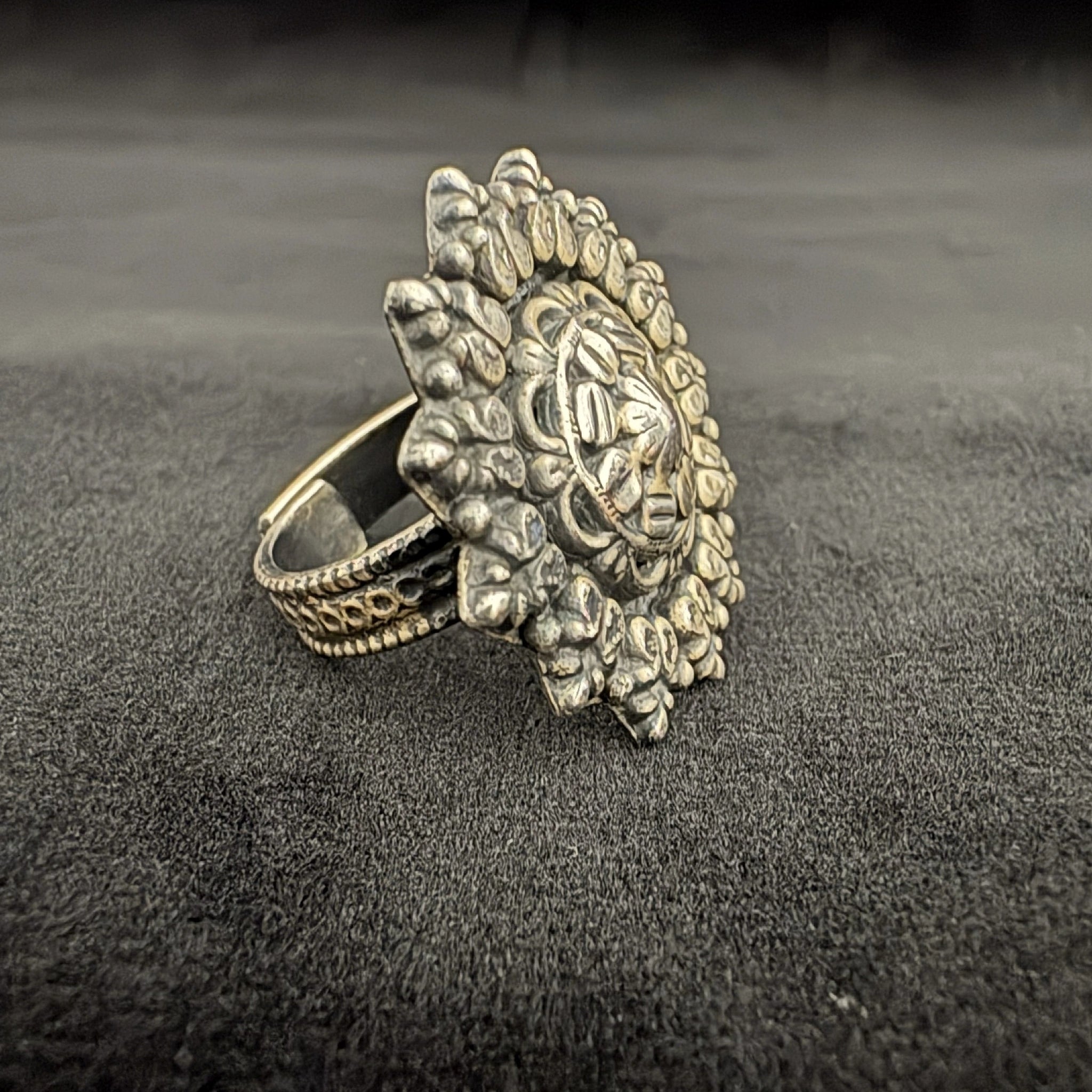 Floral Sunburst 925 Sterling Silver Ring - Bhavya Silvers