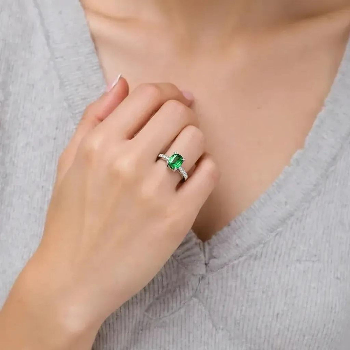 Green Silver Rings Green Gemstone 925 Silver Ring – Bhavya Silvers